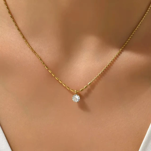 Dotted Chain Solitaire Necklace