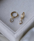 Solitaire Heart Huggies