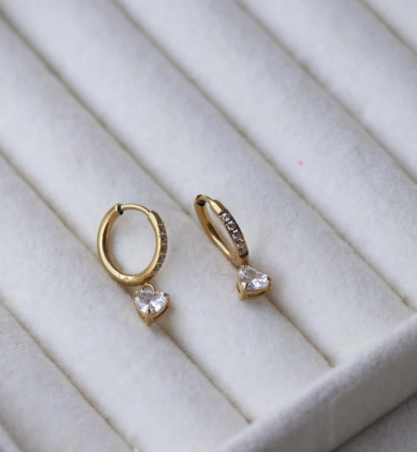 Solitaire Heart Huggies