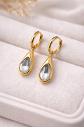 Golden Teardrop Crystal Earrings
