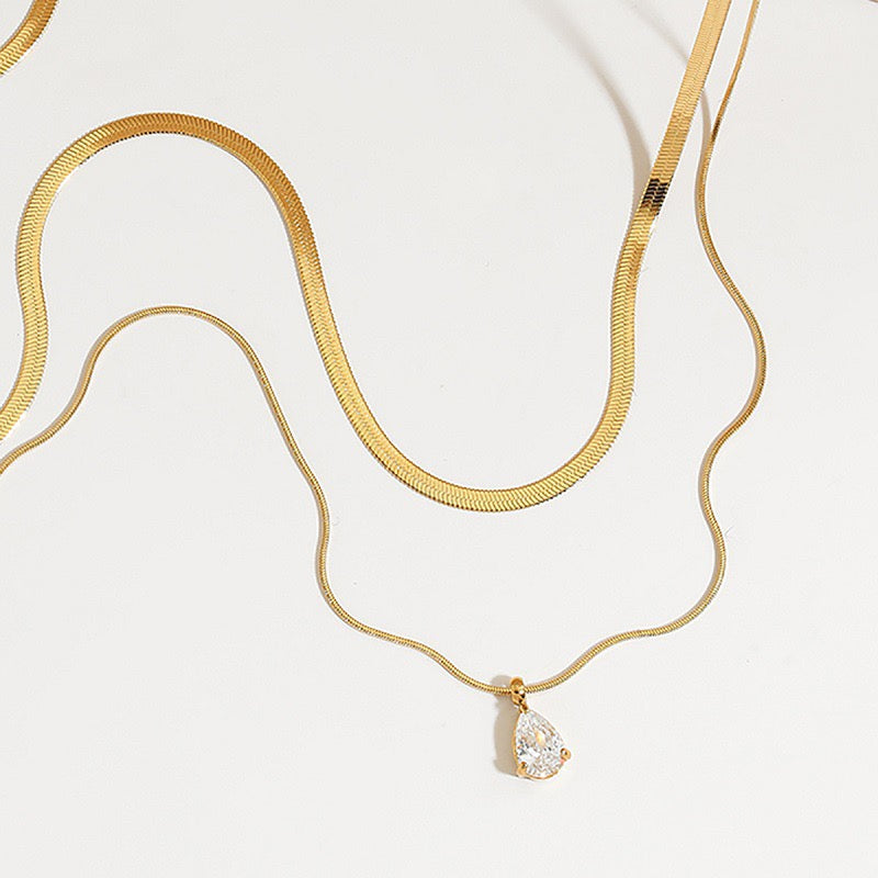 DROP STONE DUAL LAYER
NECKLACE