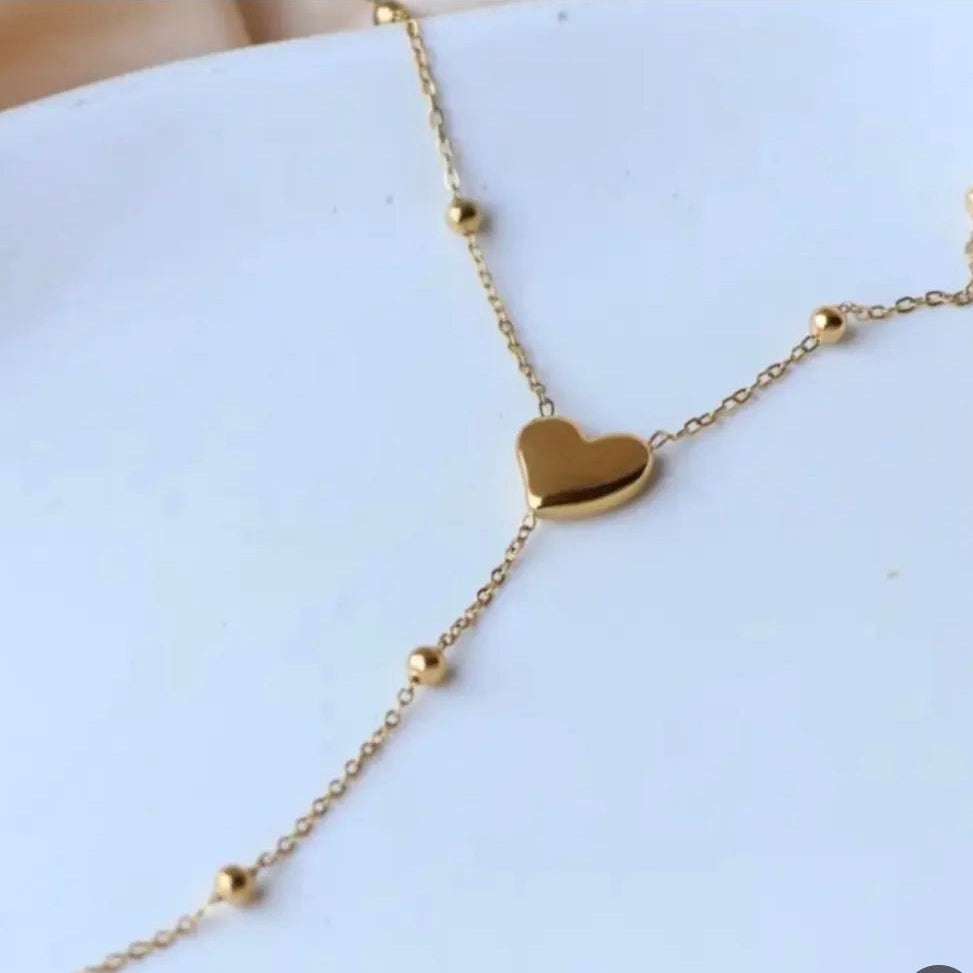 Dotted Heart Chain Necklace