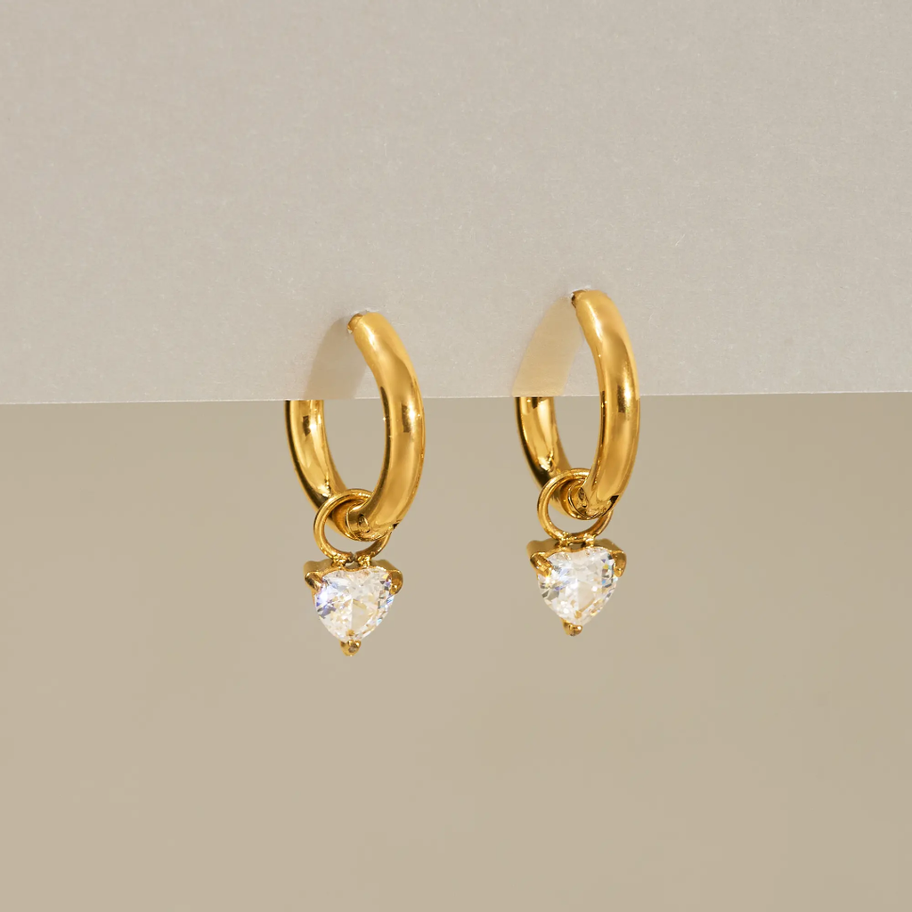 Solitaire Heart Earrings