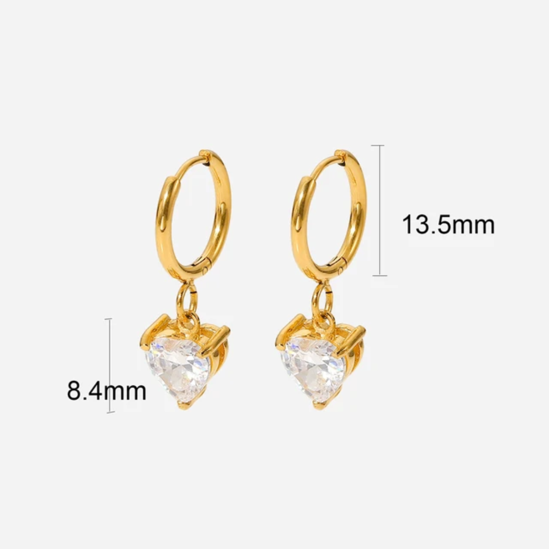 Solitaire Heart Earrings