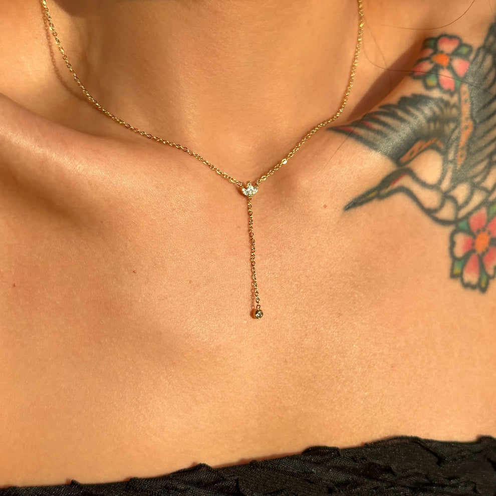 Oval Drop Stone Necklace