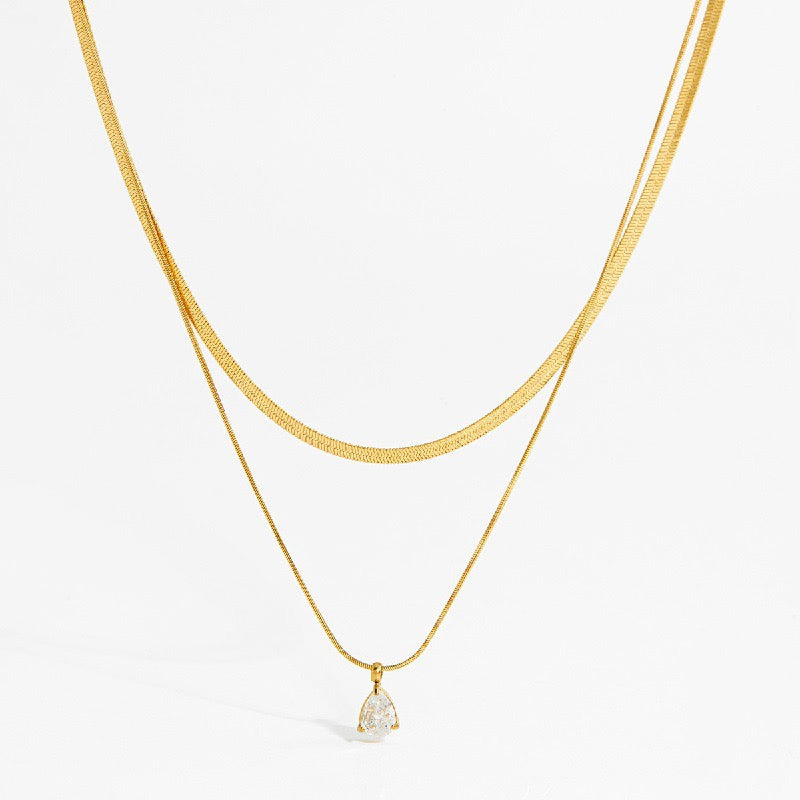 DROP STONE DUAL LAYER
NECKLACE