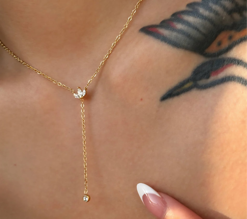 Oval Drop Stone Necklace