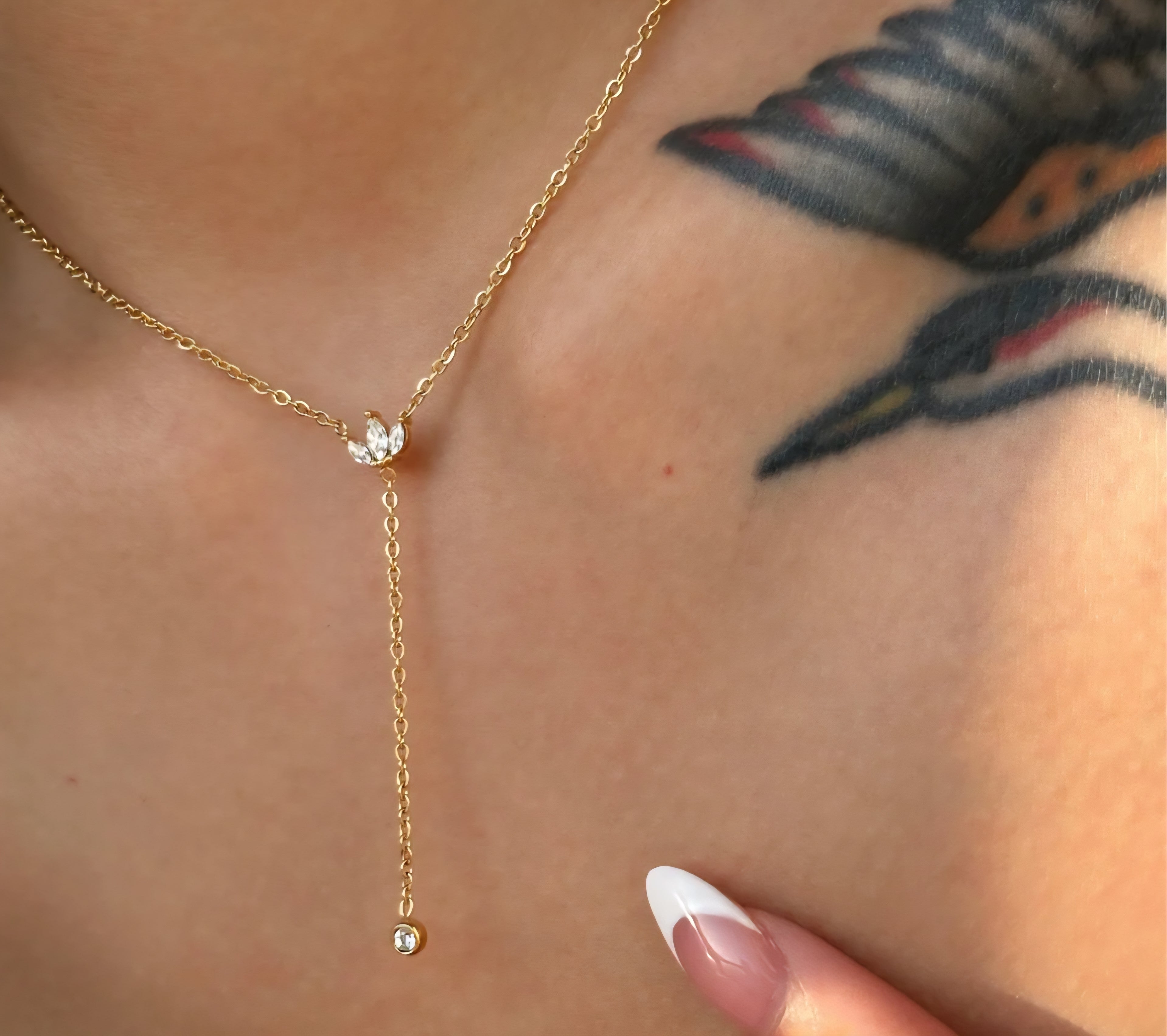 Oval Drop Stone Necklace