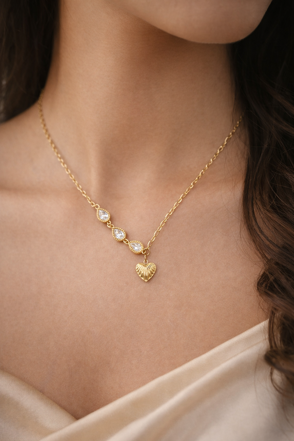 Luna Heart Drop Necklace