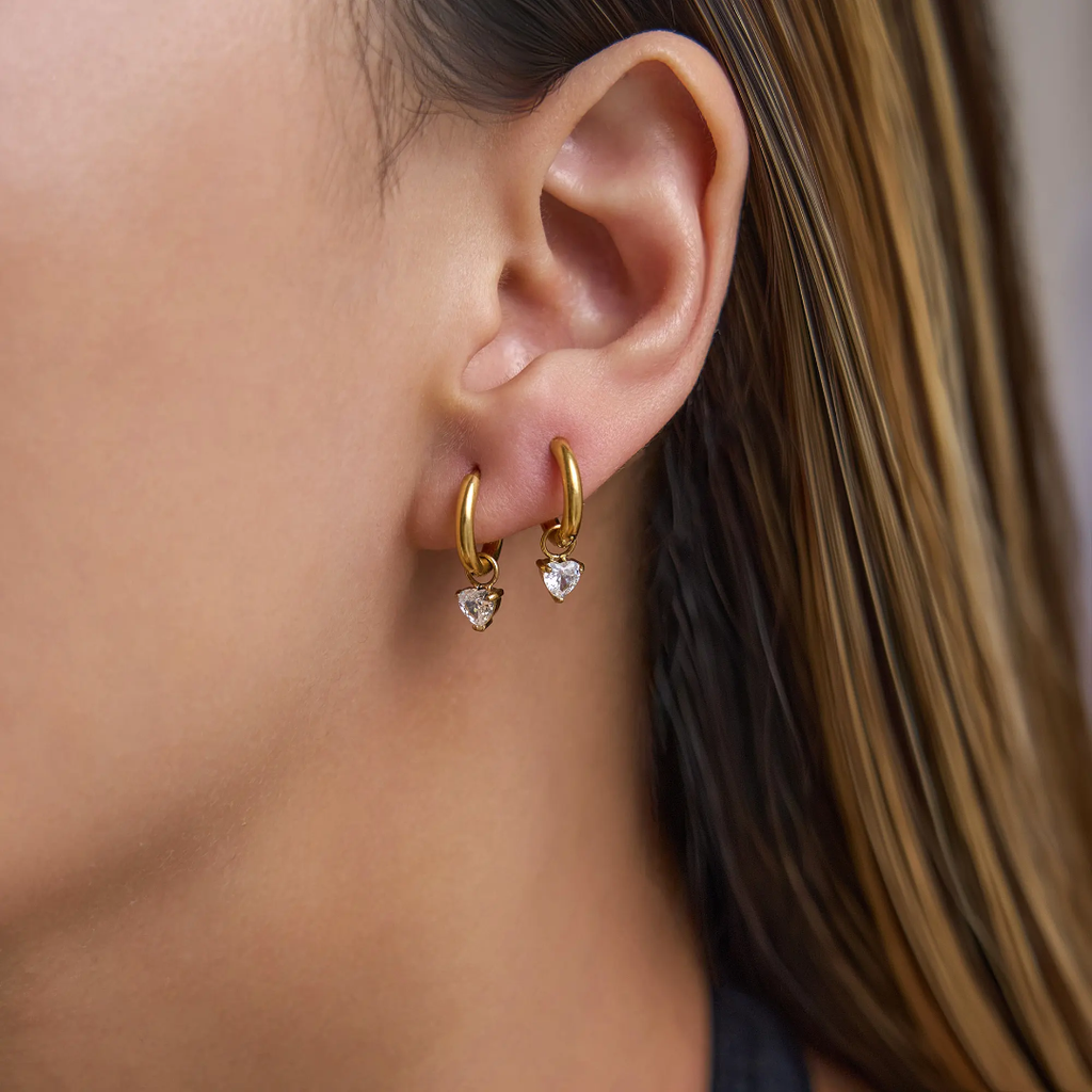 Solitaire Heart Earrings