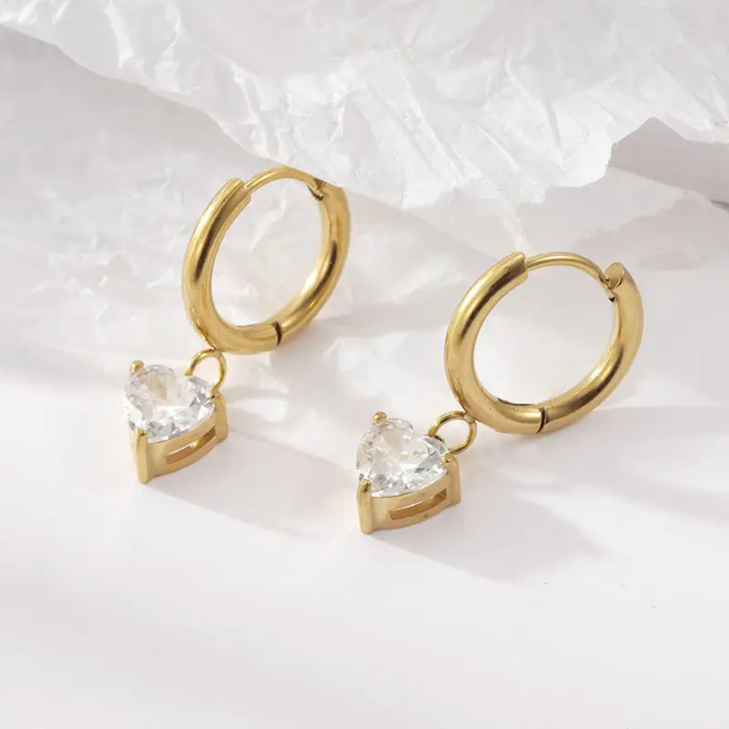 Solitaire Heart Earrings