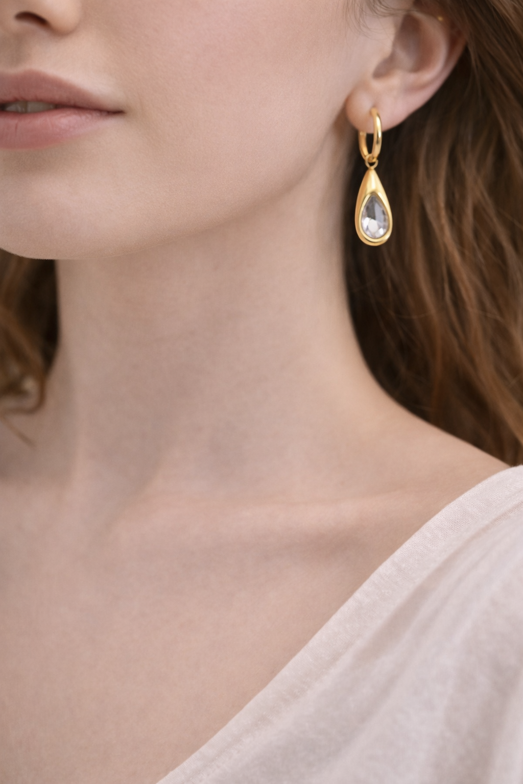 Golden Teardrop Crystal Earrings