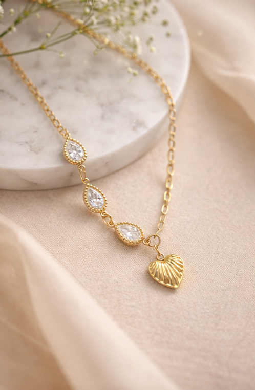 Luna Heart Drop Necklace