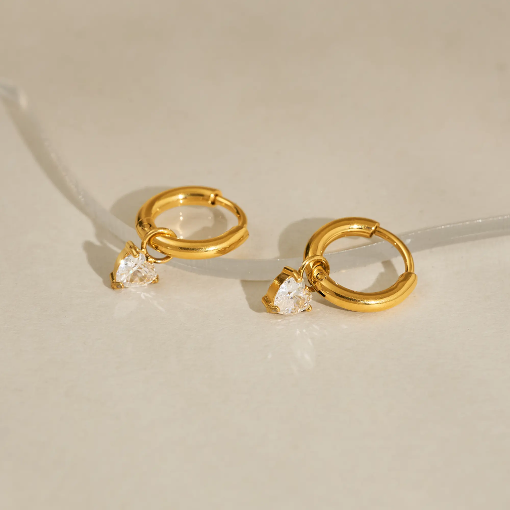 Solitaire Heart Earrings